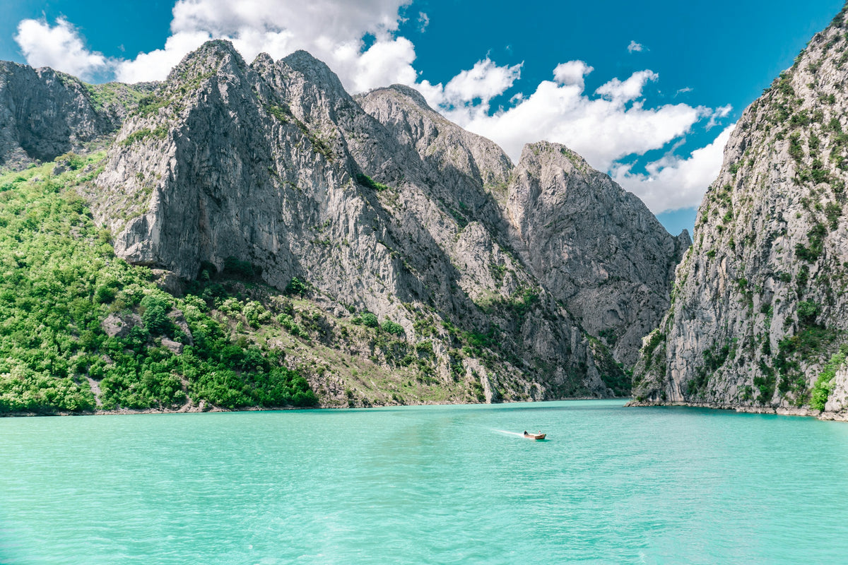 Turquoise river between steep cliffs, Albania