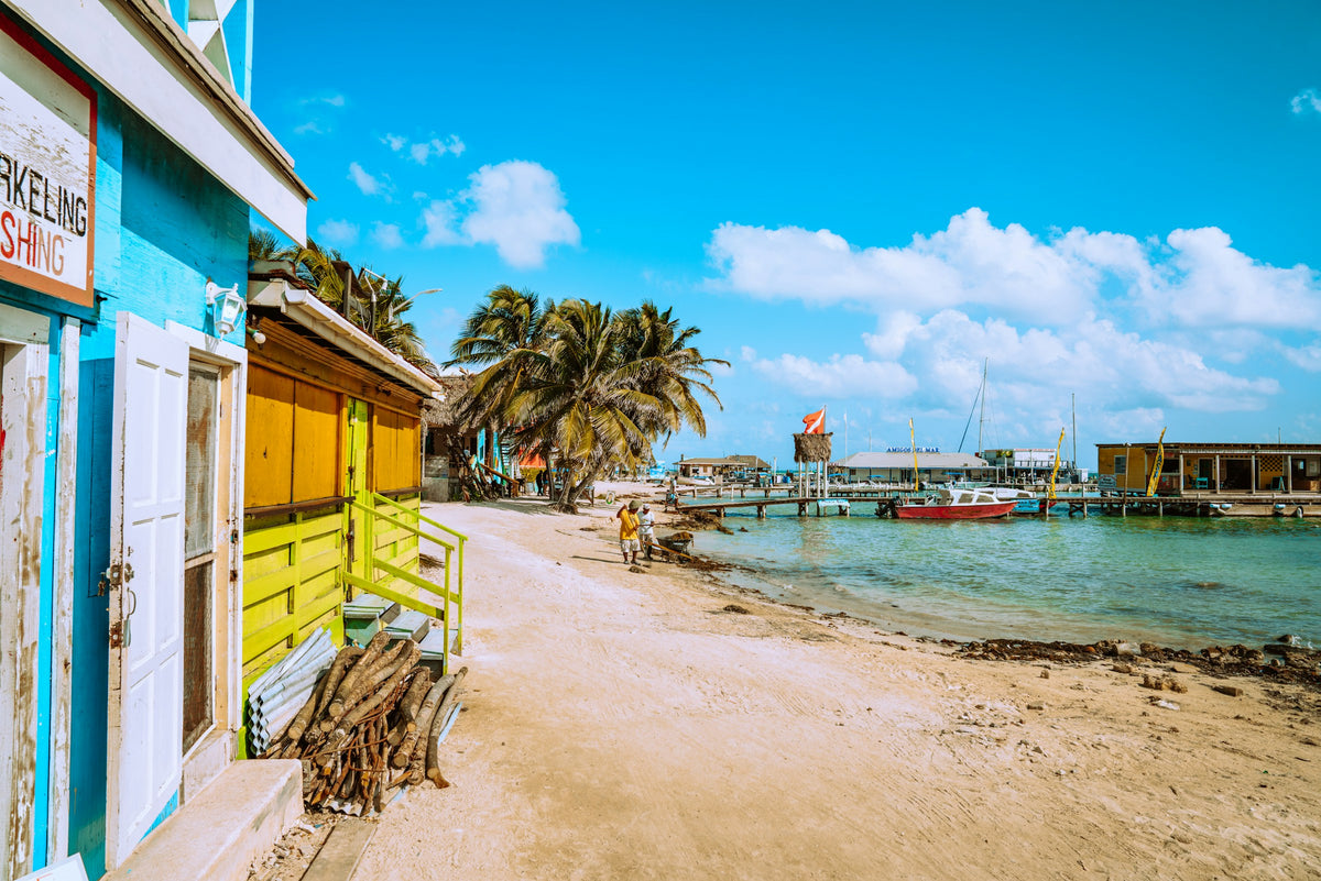 Colourful houses by the sea, Belize