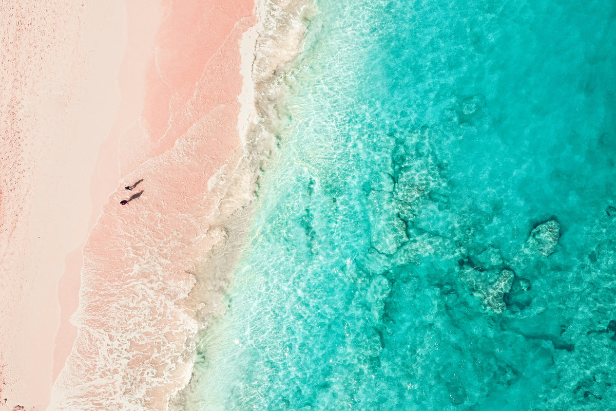 Pink sand beach from above, Bermuda