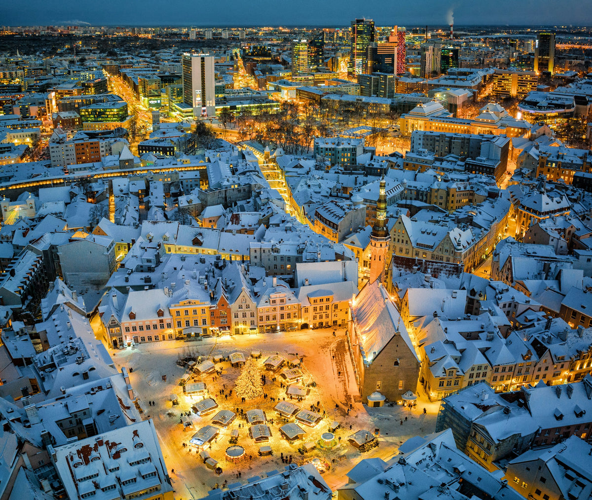 Tallinn old town at night, Estonia