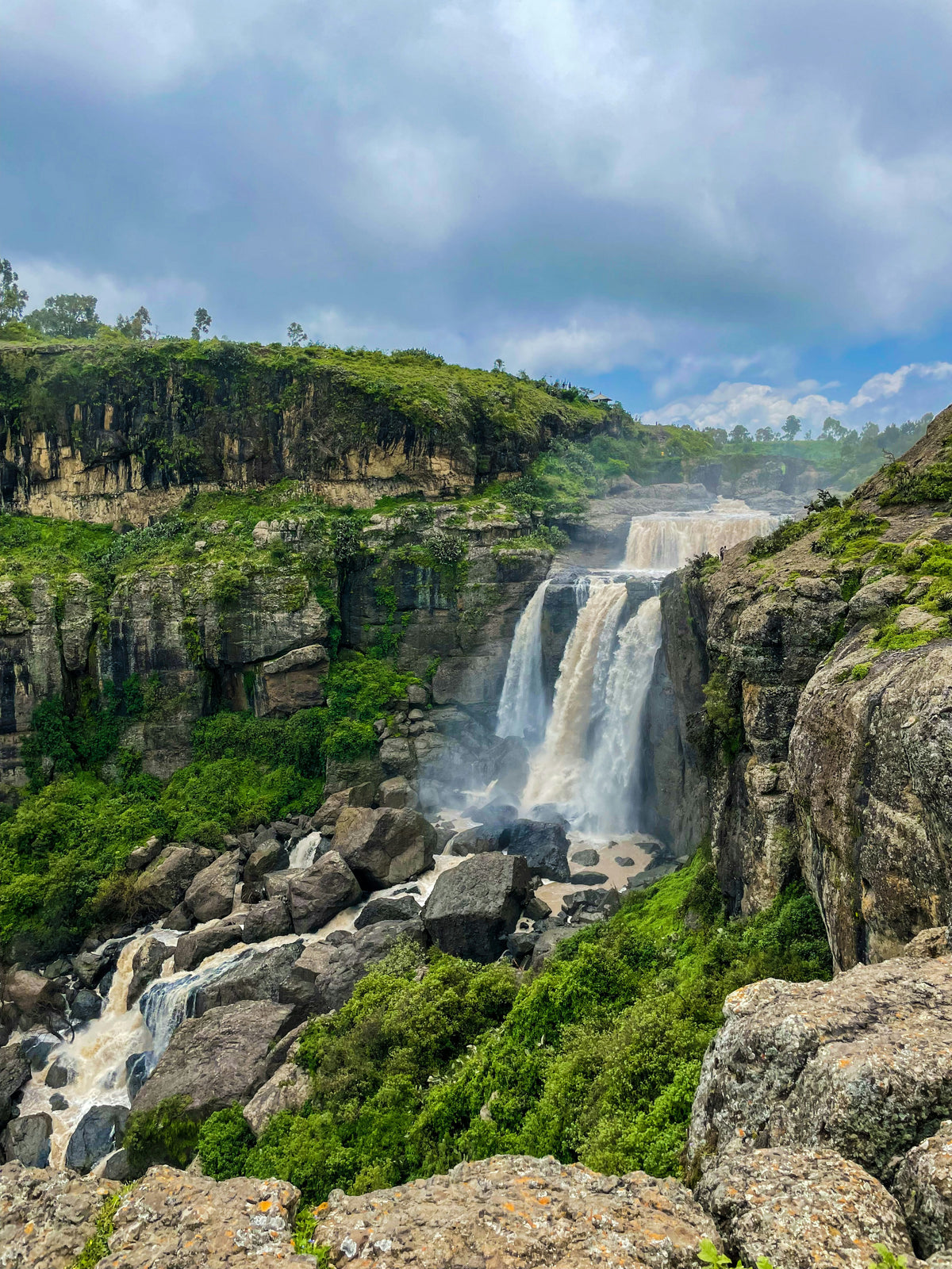 Waterfall in a green gorge, Ethiopia