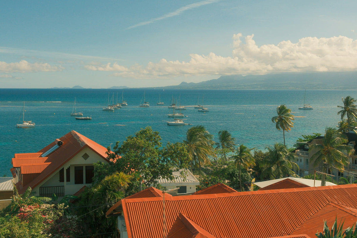 Rooftops and sea view, Guadeloupe