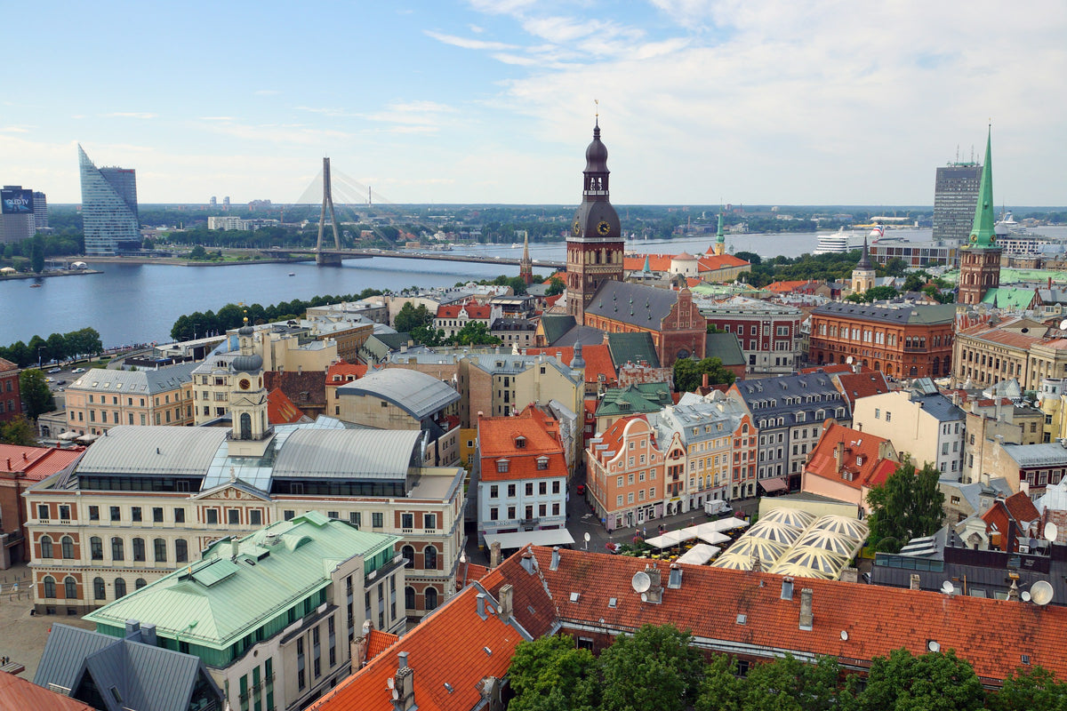 Riga skyline by the river, Latvia