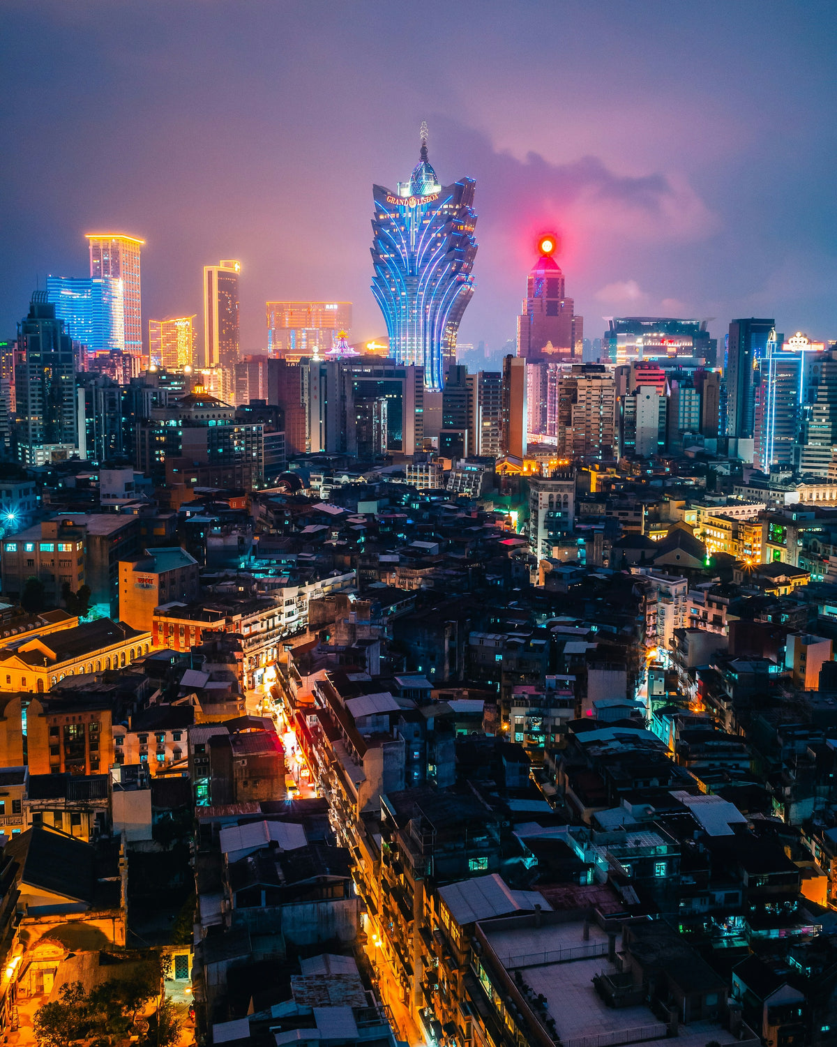 Macau skyline at night, Macao
