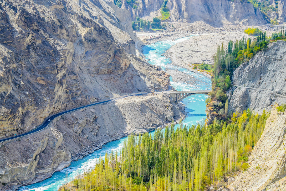 Turquoise river in a mountain valley, Pakistan
