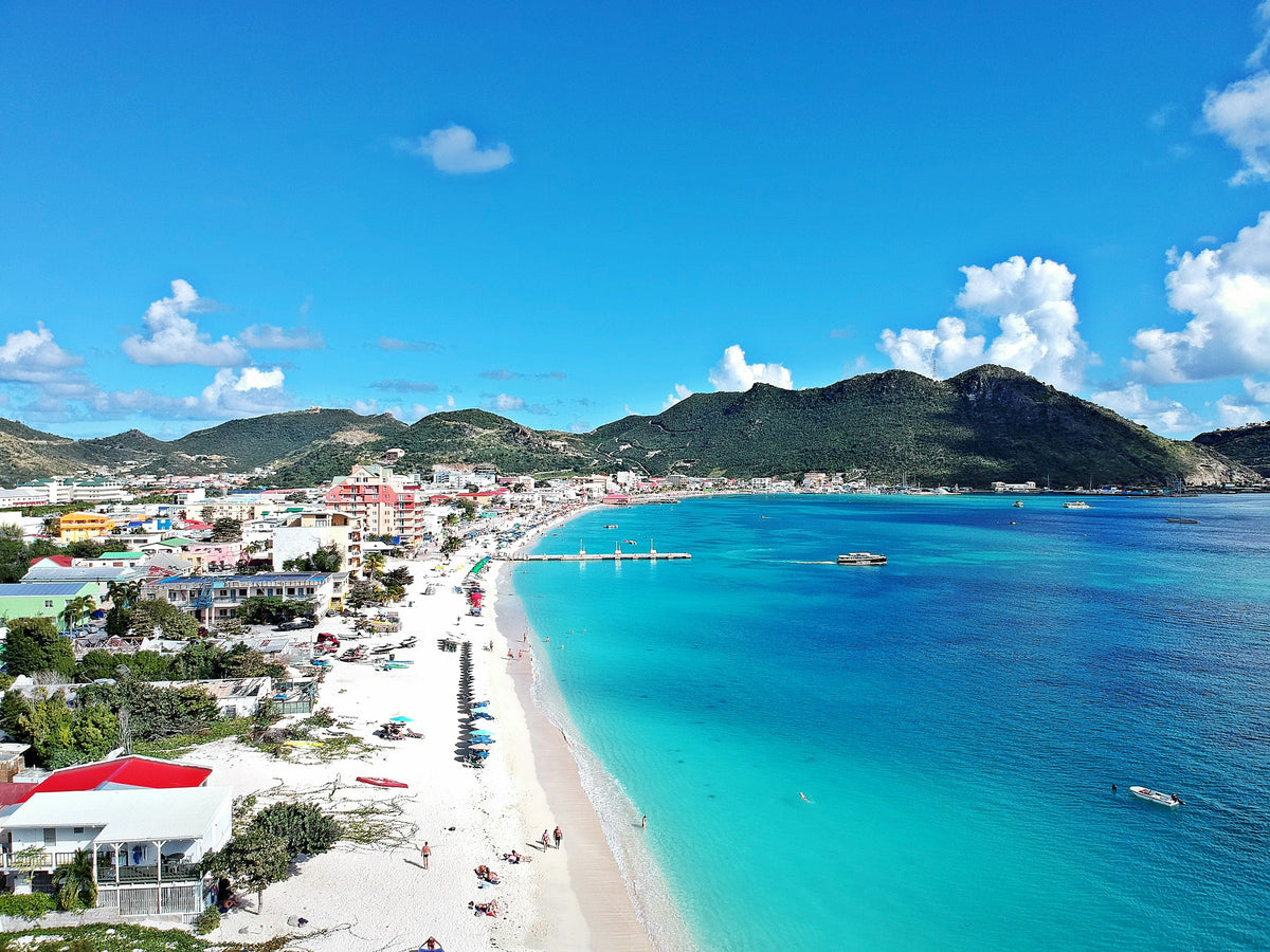 Beach and bay from a hill, Saint Martin