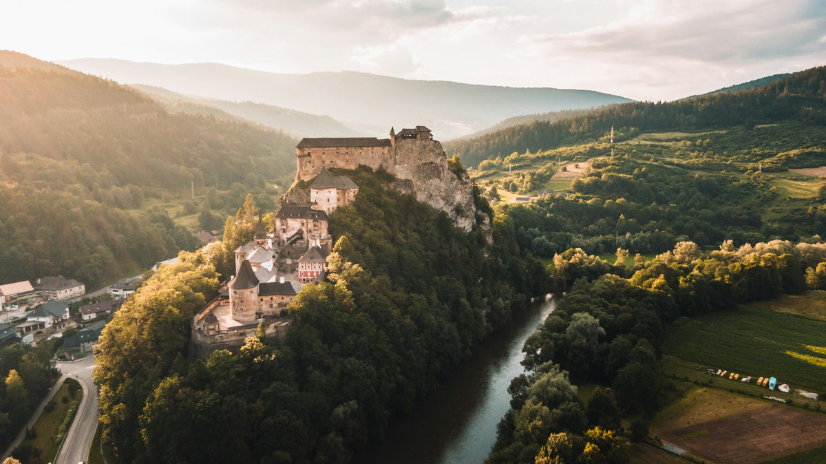 Castle above a river valley, Slovakia