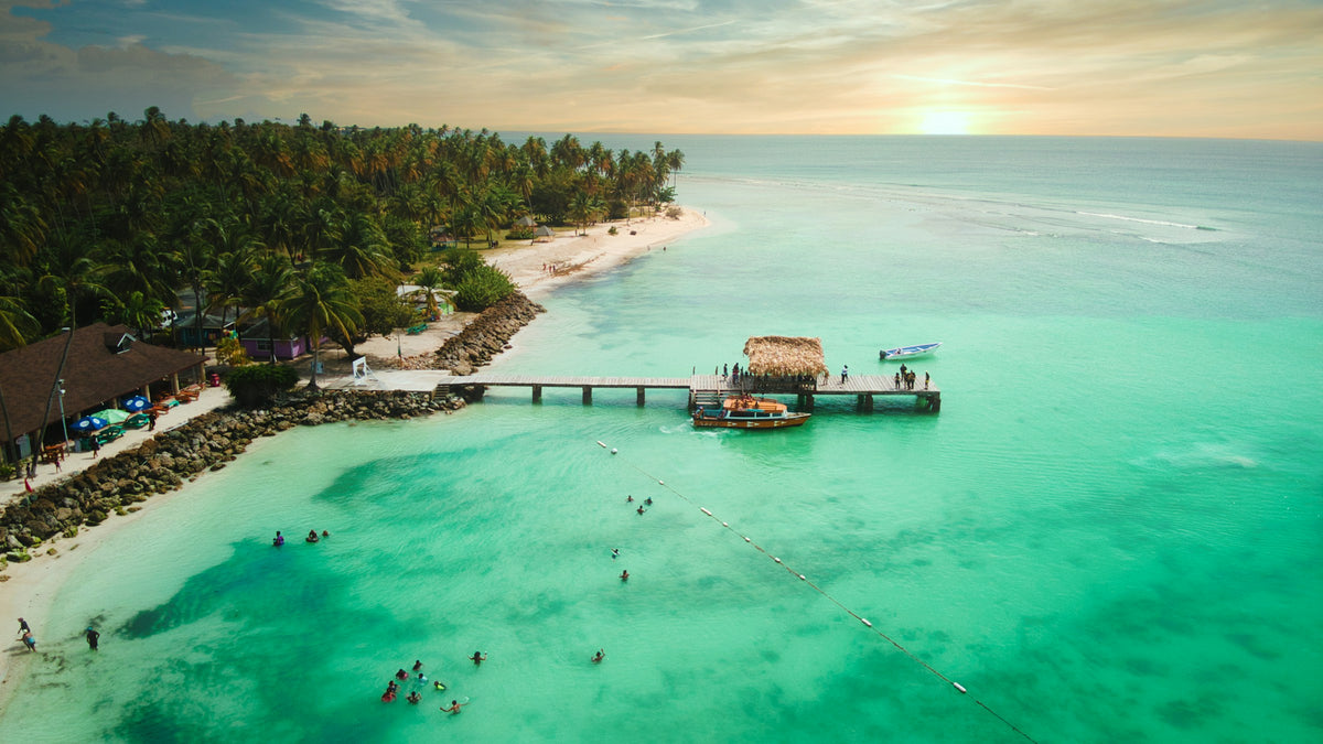 Jetty in a turquoise bay, Trinidad and Tobago