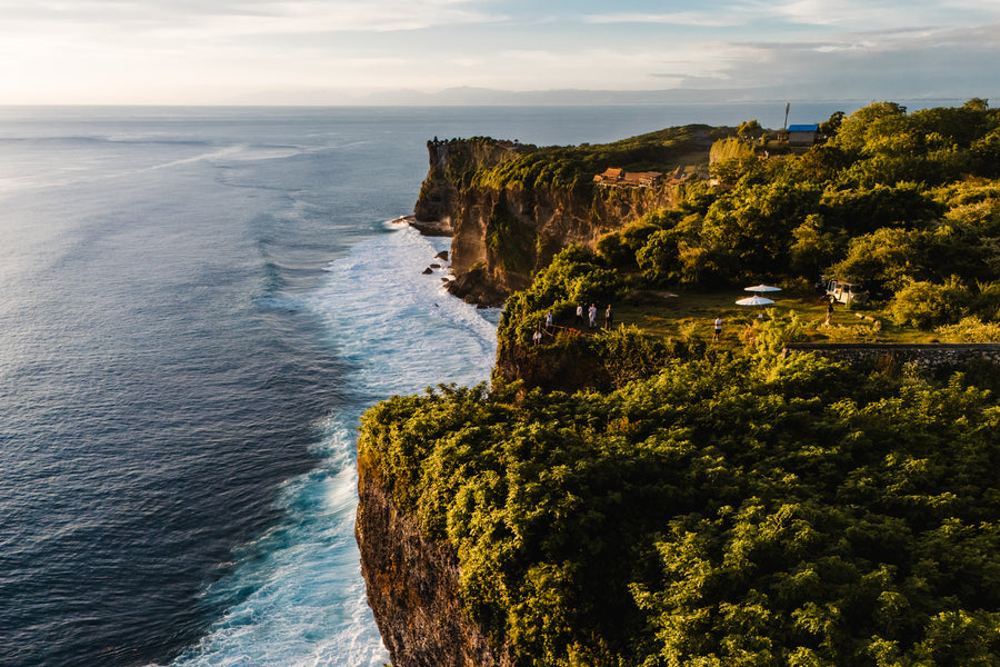 Green cliffs above the waves of the Indian Ocean at Uluwatu