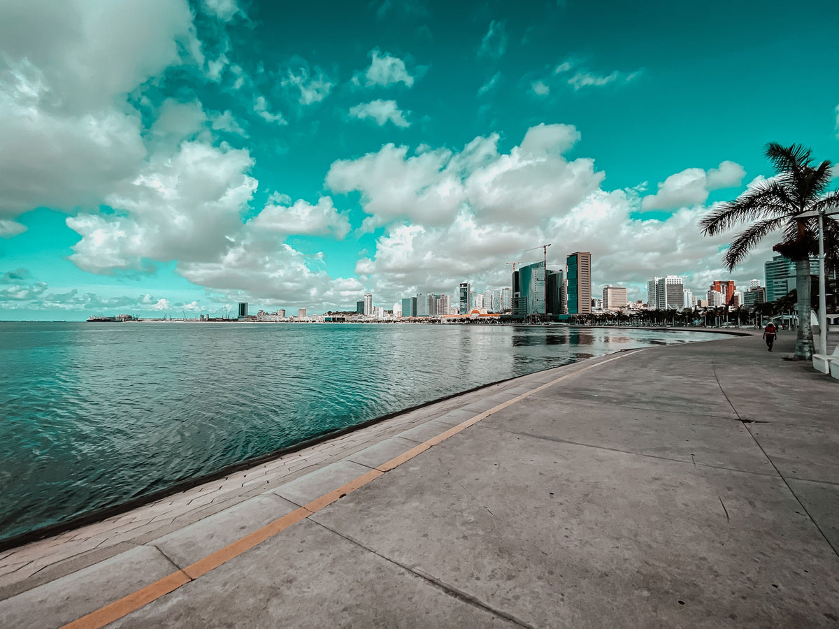 Seafront promenade with palm trees, Angola