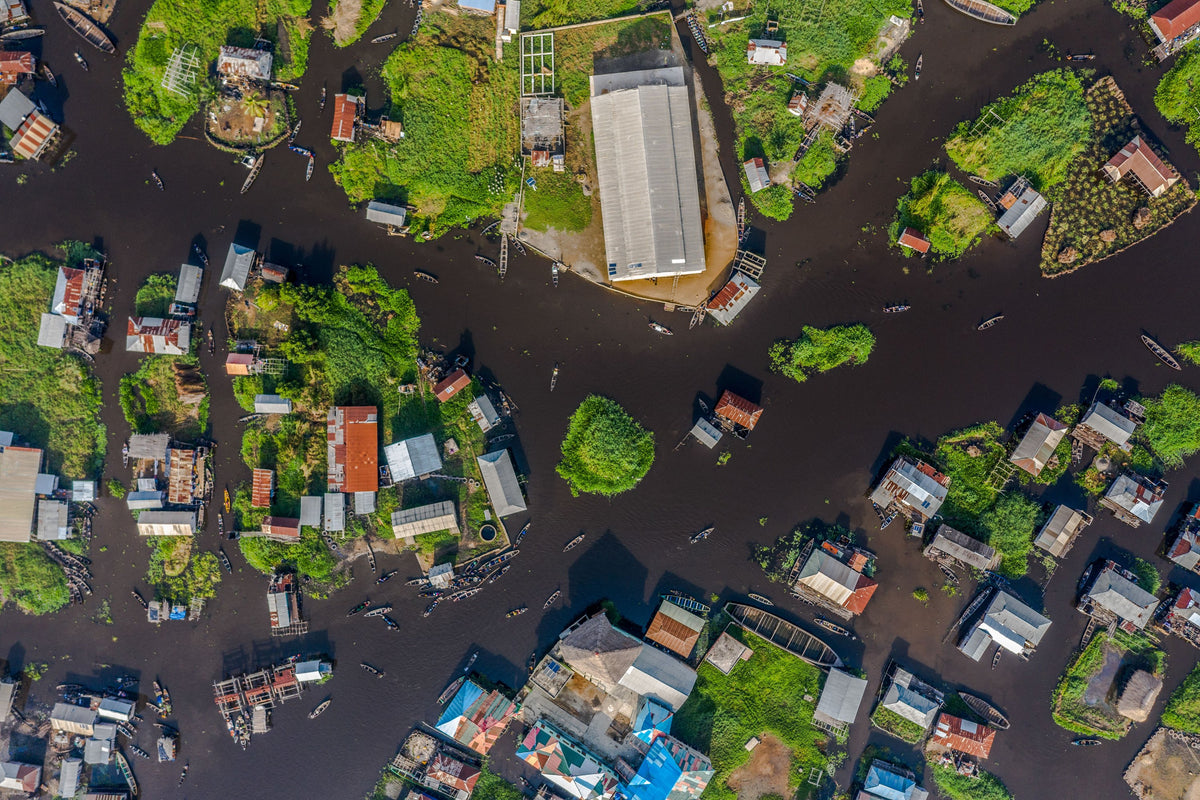 Stilt village of Ganvié from above, Benin