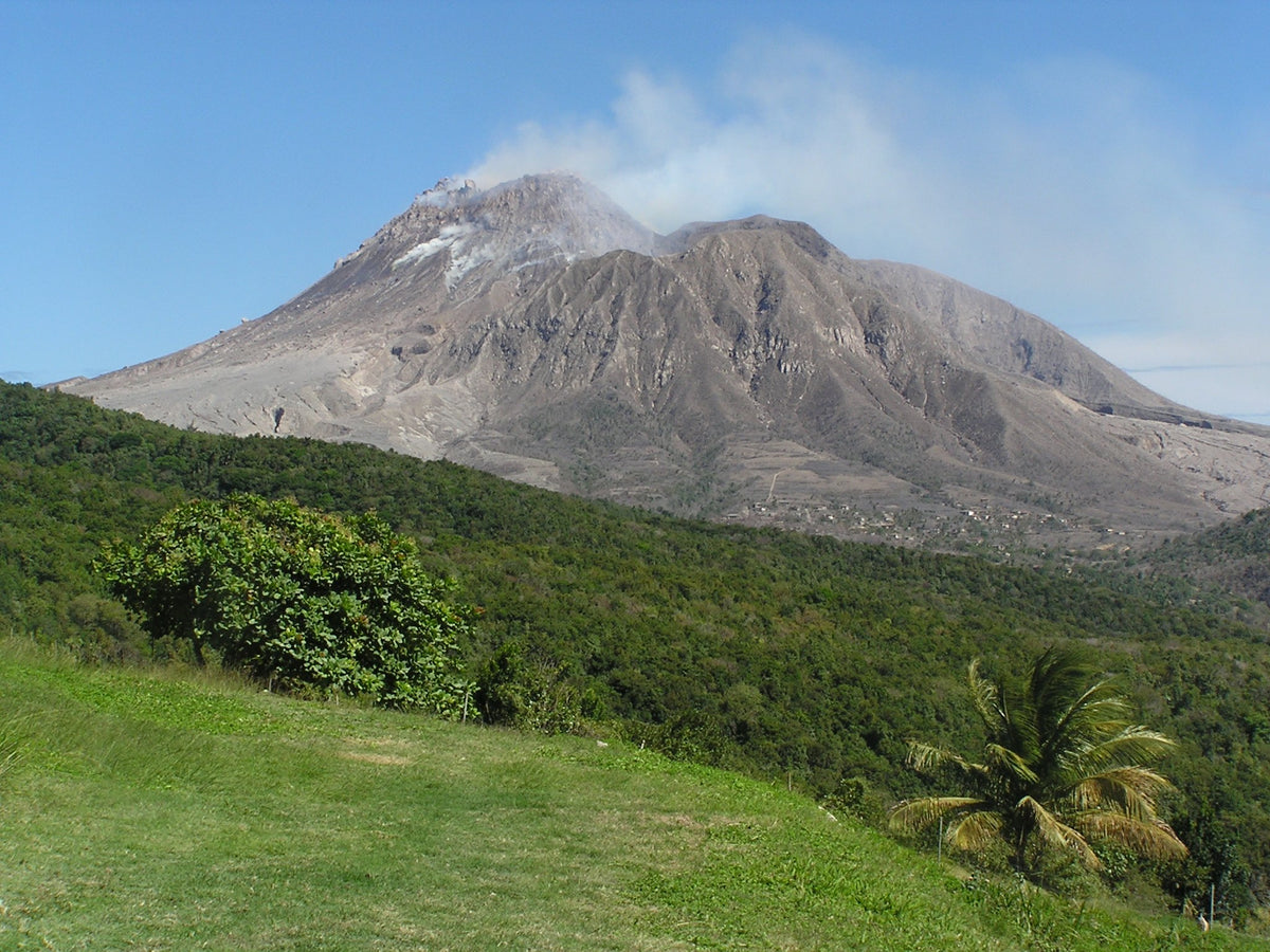 Soufrière Hills volcano and green slopes, Montserrat