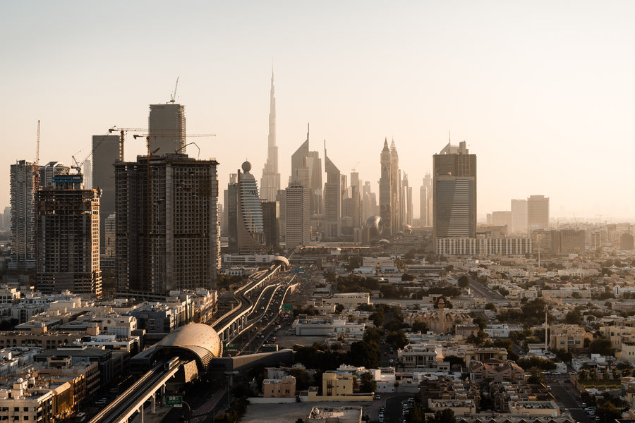 The Burj Khalifa towering over the skyscrapers of Downtown Dubai