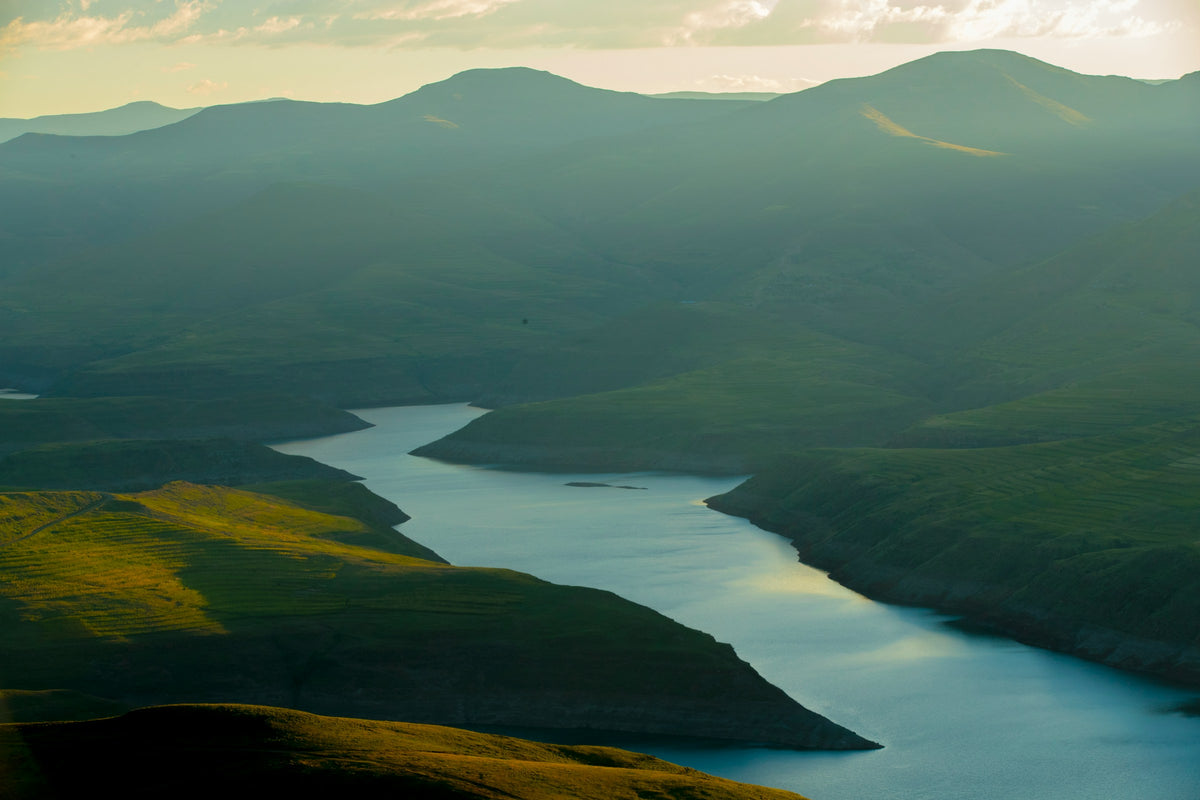 River through green mountains, Lesotho